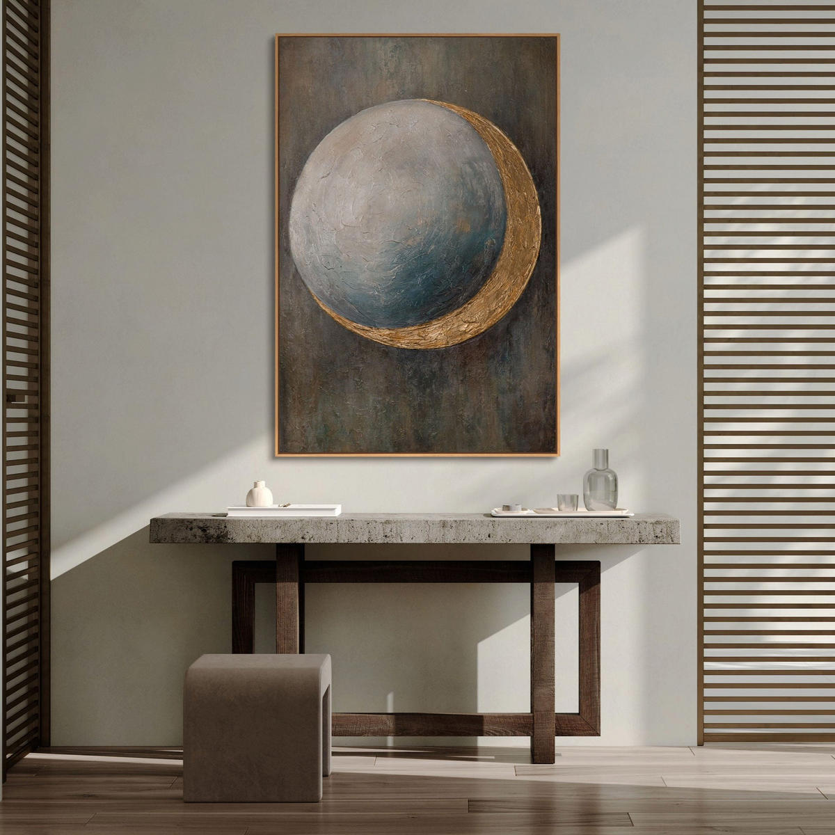 GEMÄLDE Wärme des Universums Schattenfugenrahmen Grau 140x100 cm - Grau, Holz (140/100cm) - YS-art gallery