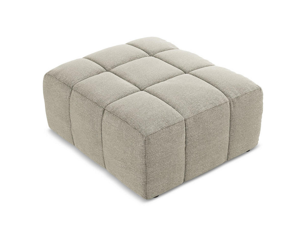POUF Bouclé Stoff Grau - Taupe/Schwarz, Holzwerkstoff/Kunststoff (75/41/90cm) - Makamii