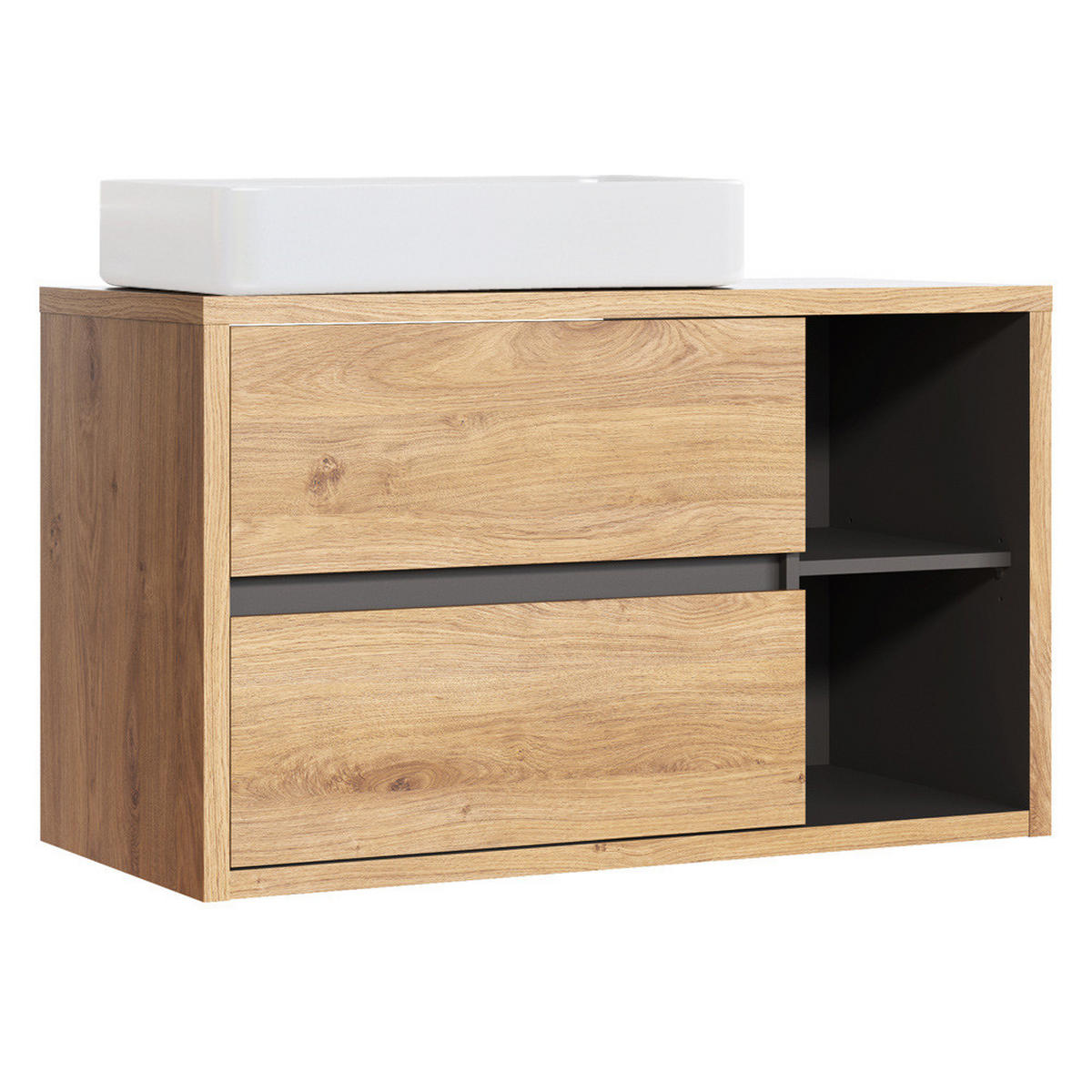 BADMÖBEL-SET 3-TLG. Danzig-56 - Braun, Holzwerkstoff (173/200/46cm) - Lomado