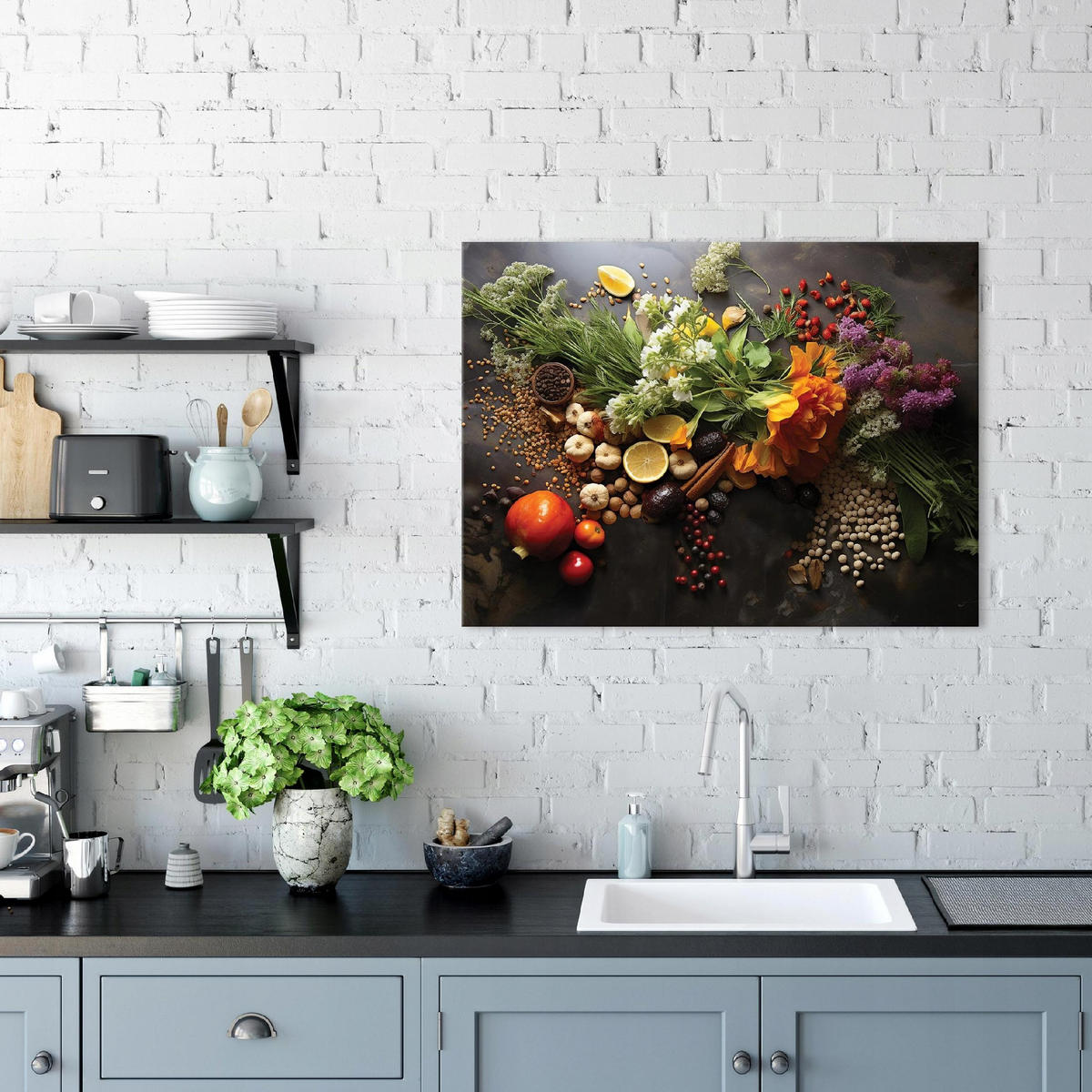 LEINWANDBILD Küche Gewürze 60x40 - Multicolor, Holzwerkstoff (60/40cm) - Wallarena