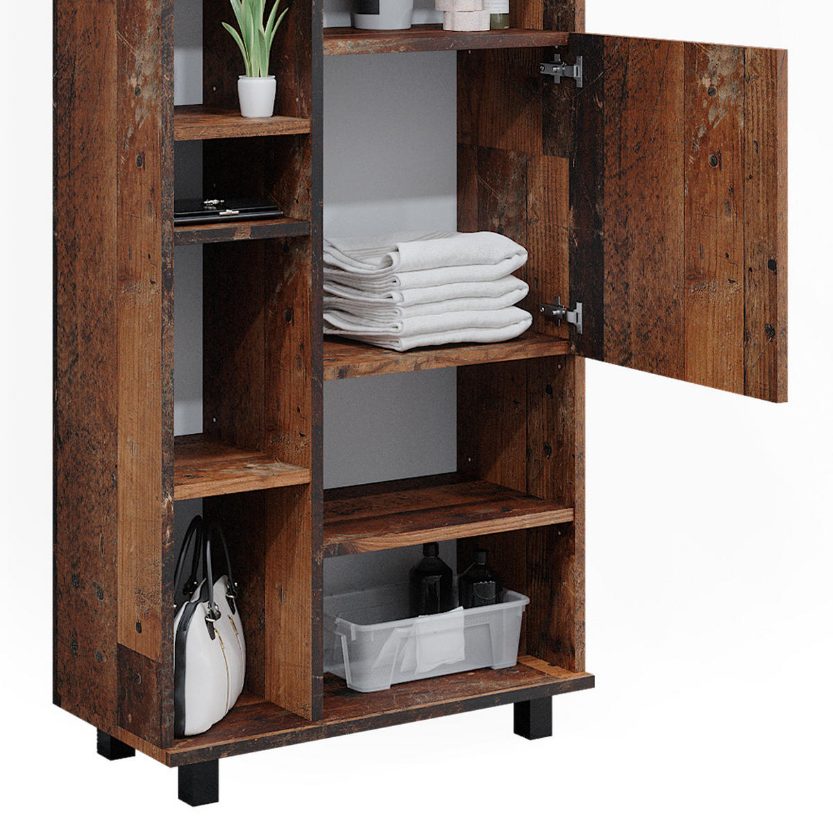 BADMÖBEL-SET Ilias Eiche rustikal 4 Teile - Wildeiche, Holzwerkstoff (60/60/33cm) - Vicco