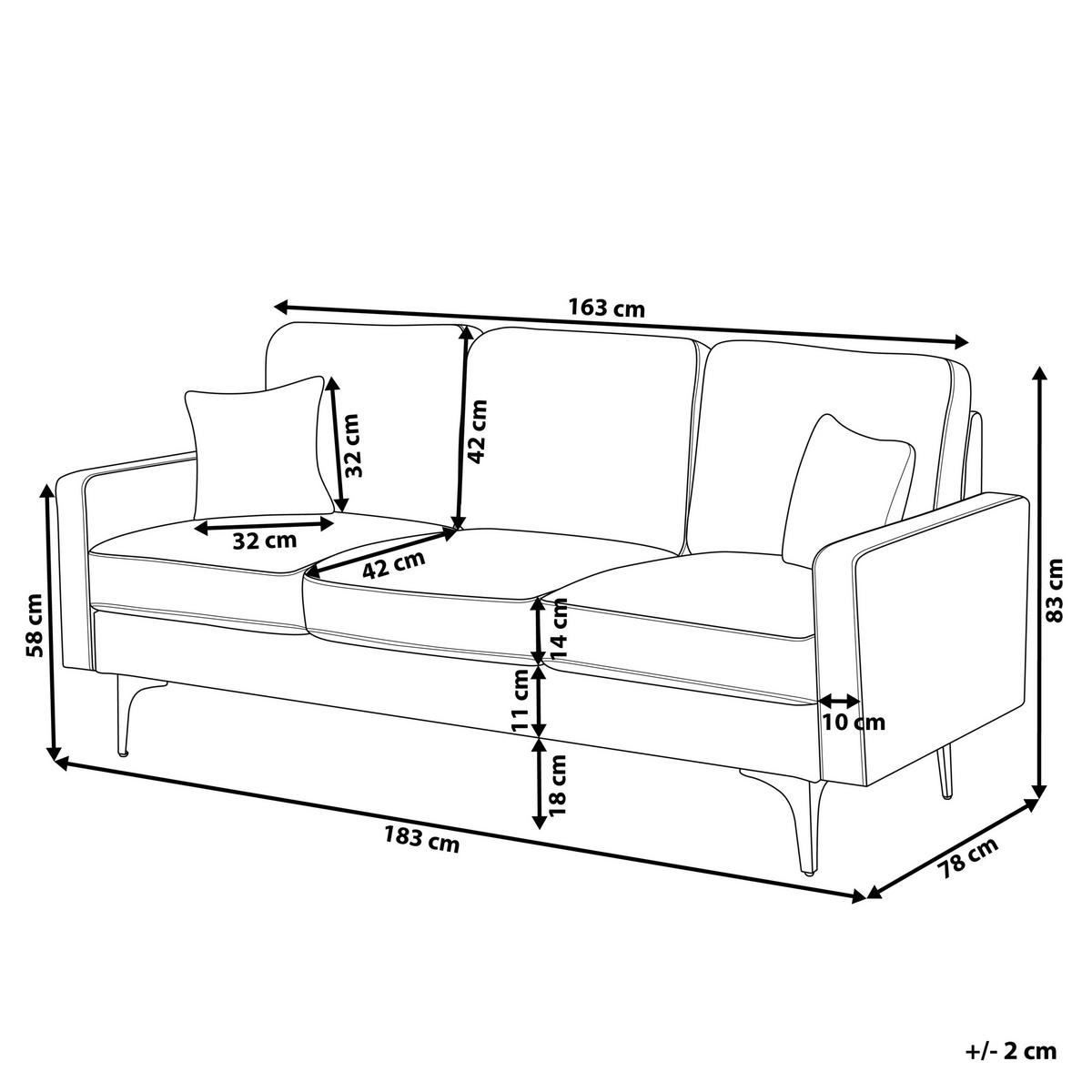 3-SITZER-SOFA Kunstleder Braun Gavle - Goldfarben, Textil (183/83/78cm) - Beliani