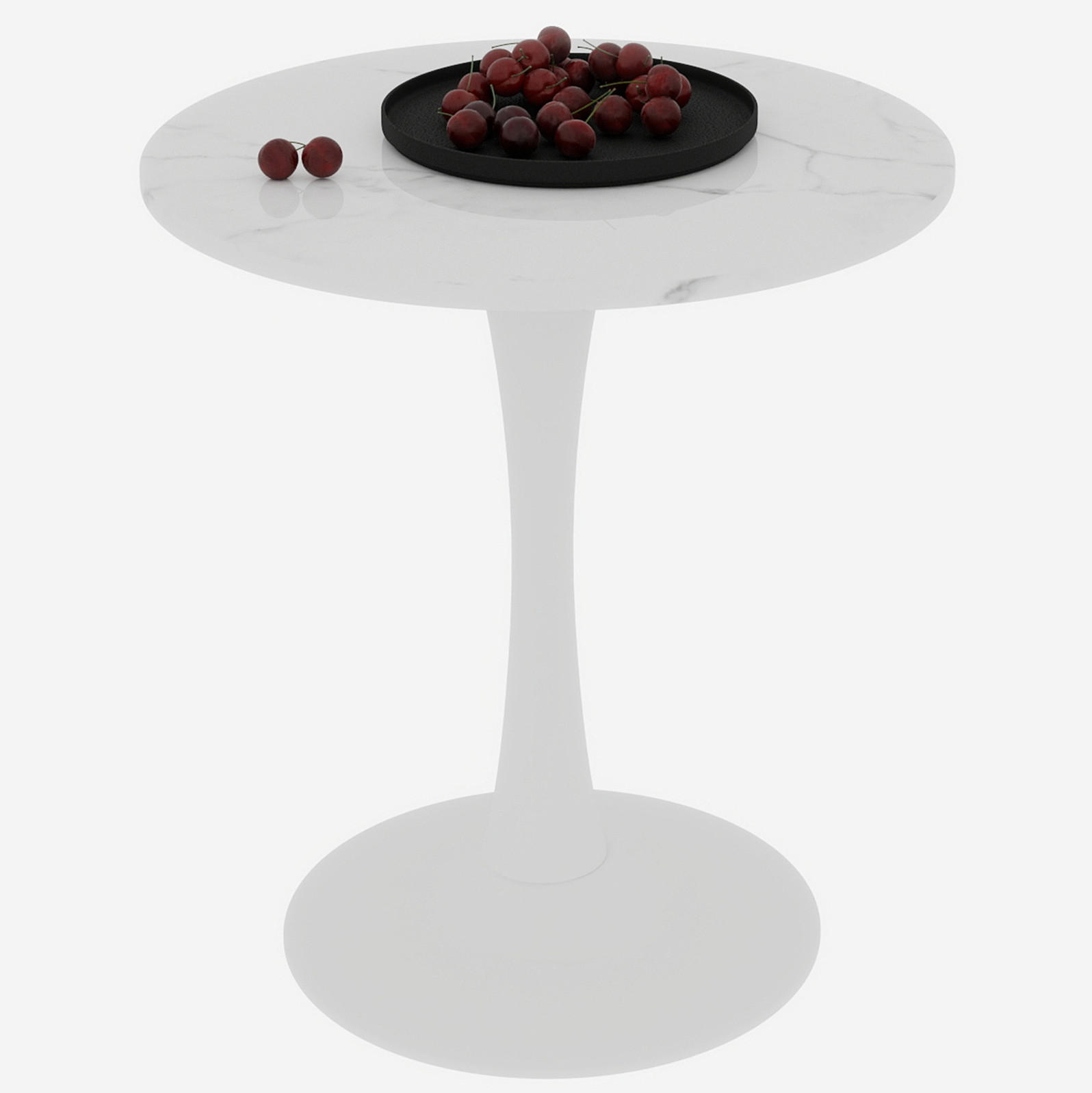 BEISTELLTISCH 70/70/72 cm rund, vielseitig einsetzbar im modernen Design mit Marmoroptik, Weiß - Weiß, Stein (70/70/72cm) - Redom