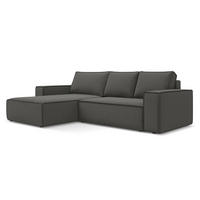 ECKSOFA mit Schlaffunktion Samt Stoff Grau - Dunkelgrau/Schwarz, Kunststoff/Textil (185/290cm) - LaMiaSofa