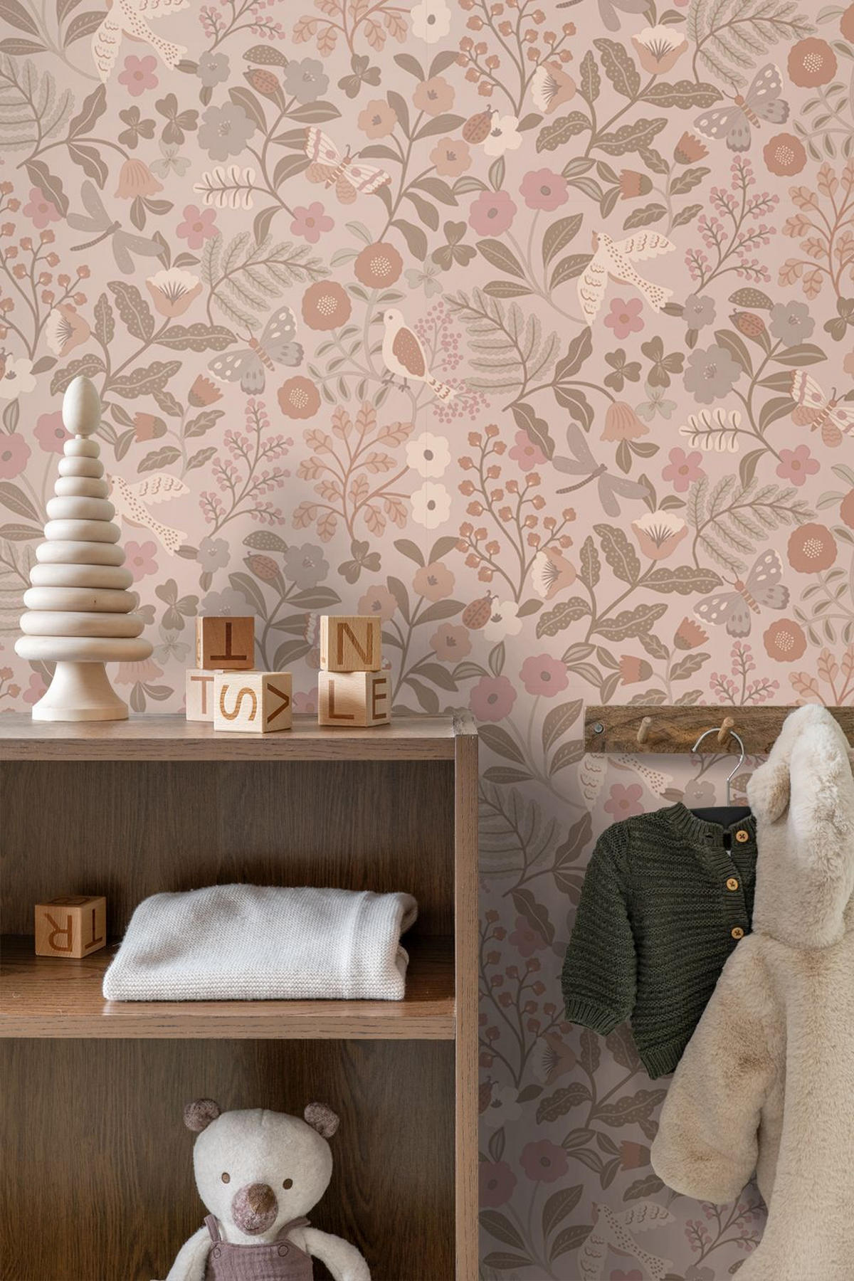TAPETE Blumen und Vögel 50 x 900 cm - Pink, Papier (50/0.1cm) - ESTAhome