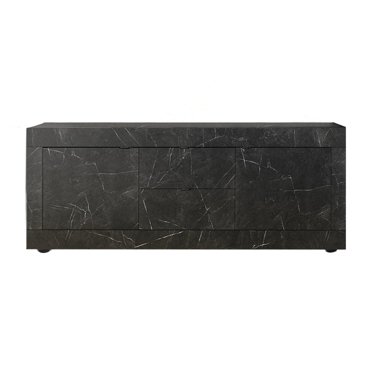 SIDEBOARD mit 2 Türen und 2 Schubladen Itinial - L210 cm - Schwarz, Holzwerkstoff (43/65/210cm) - Calicosy