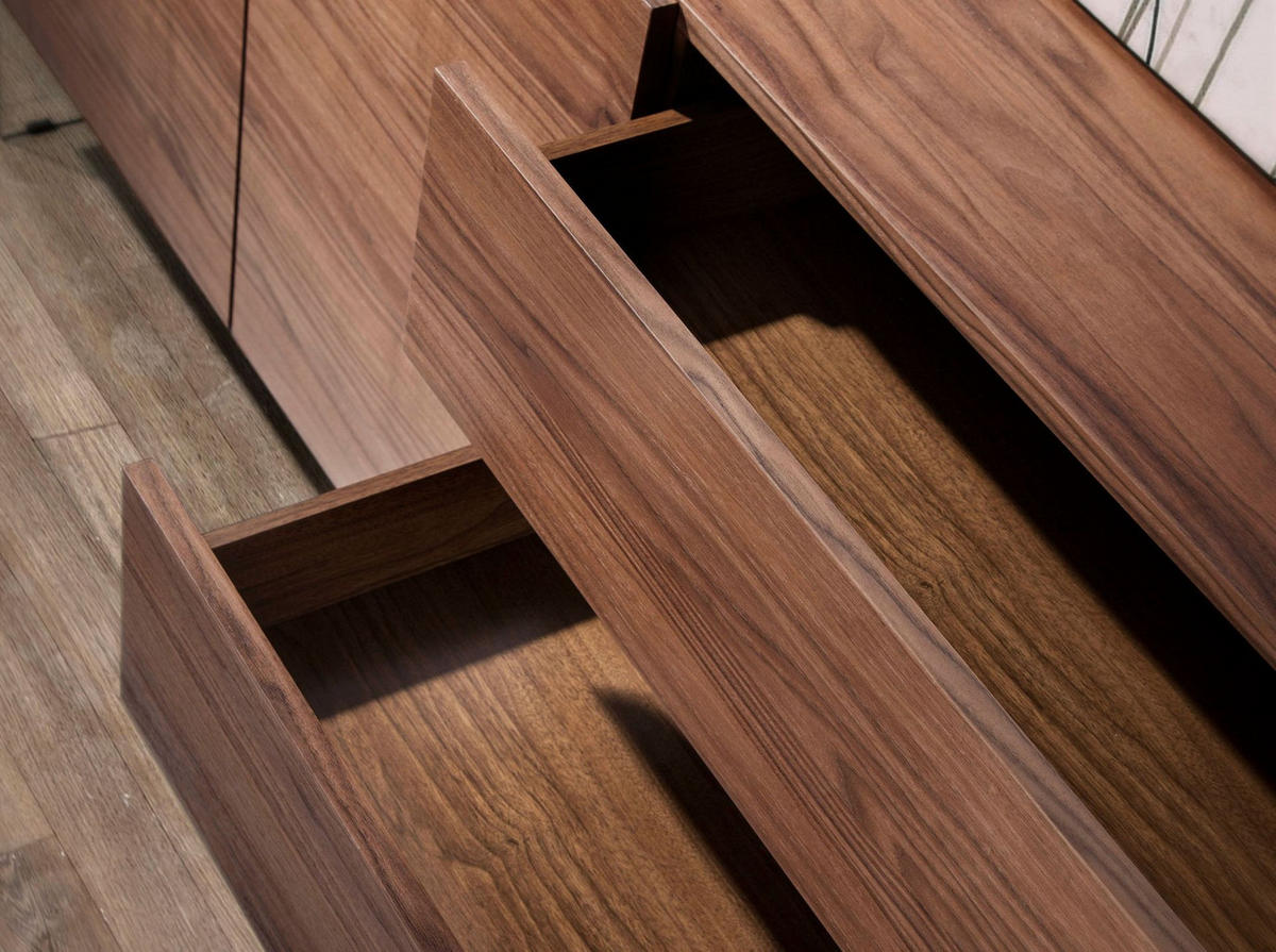 SIDEBOARD Sideboard aus Nussbaum und gehärtetem Glas 188/45/75 cm - Transparent/Walnussfarben, Glas/Holz (188/75/45cm) - ANGEL CERDA