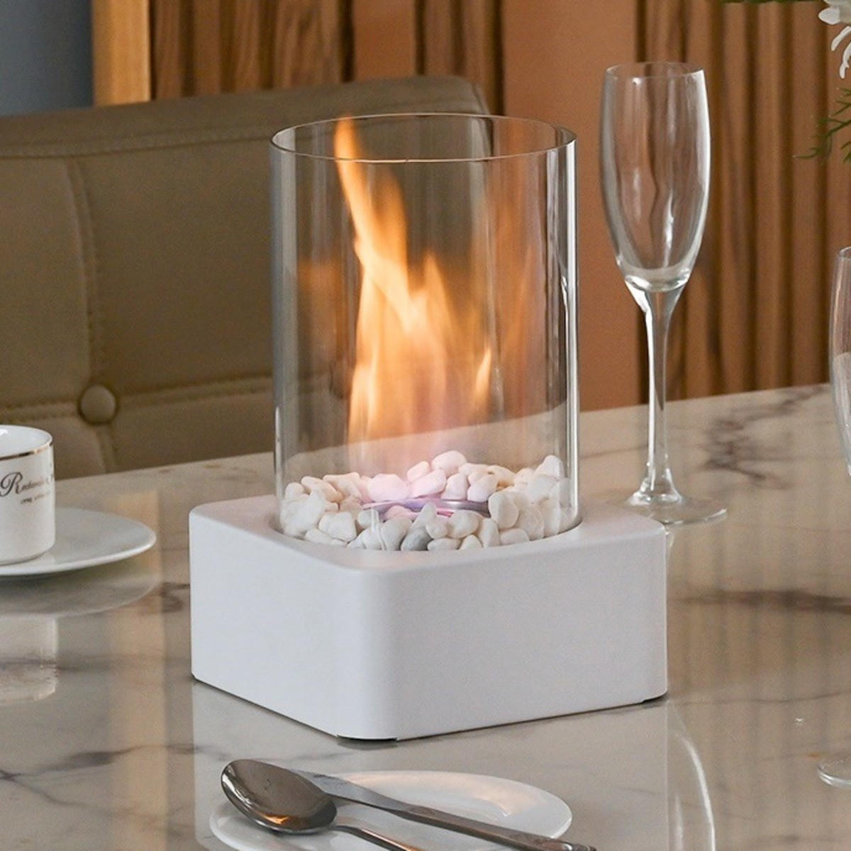 BIOETHANOL-KAMIN Weiß 16.7/16.7/25.3 cm - Weiß, Metall (16.7/25.3/16.7cm) - Authentics