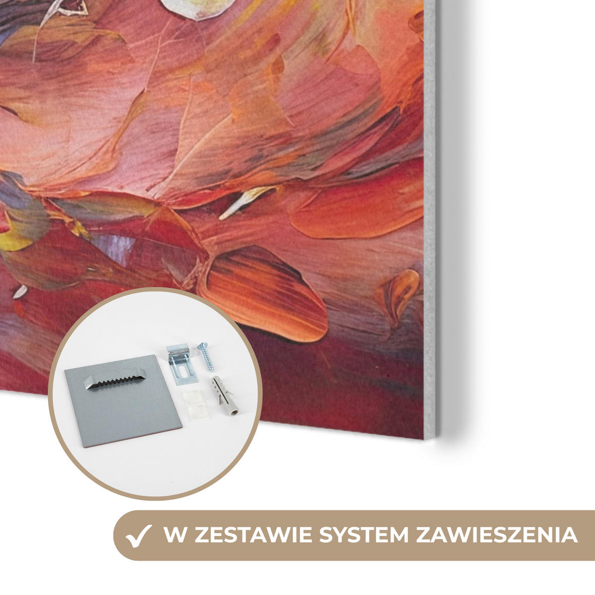 AKUSTIKBILD Ölgemälde - Kunst - Abstrakt - Farbenfroh Wandbilder 60x80 cm - Altrosa, Textil (60/80/0.9cm) - MuchoWow