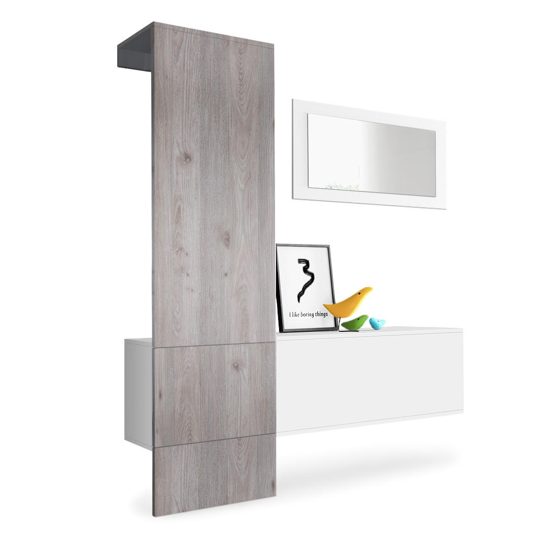 GARDEROBE Carlton Paneel in Eiche Nordic - Silbereichenfarben, Holzwerkstoff (156/193/35cm) - Vladon