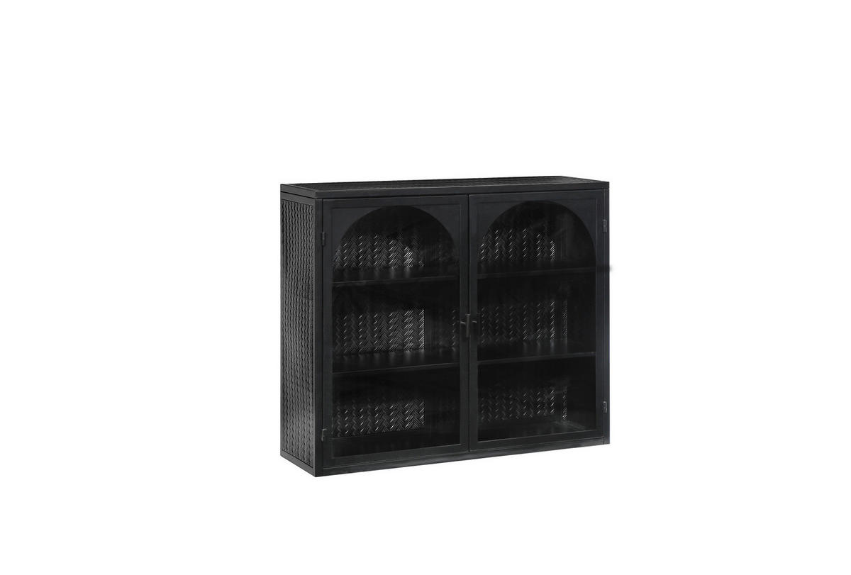 KÜCHENOBERSCHRANK 60/23/70 cm aus Metall und Glas mit 3-stufigem Stauraum Schwarz - Schwarz, Holzwerkstoff (70/60/23cm) - Modenvie