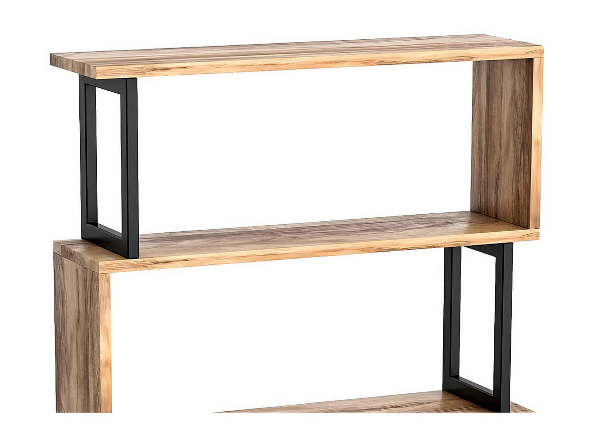 BÜCHERREGAL mit 3 Regalen - Metall - Holzfarben hell & Schwarz - ROVENI - Schwarz, Holz (80/128/22cm) - Vente-Unique