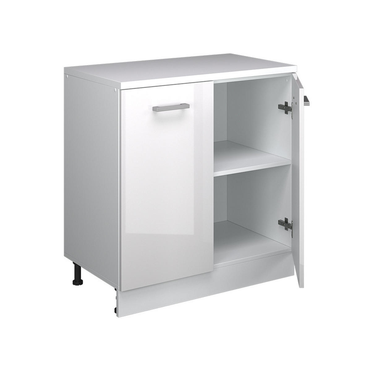 SKRINKA DO PODKROVIA Rion Biely vysoký lesk 80 x 81.6 cm bez sklonu s 2 dverami - biela s vysokým leskom, kompozitné drevo (80/83.8/46cm) - Vicco