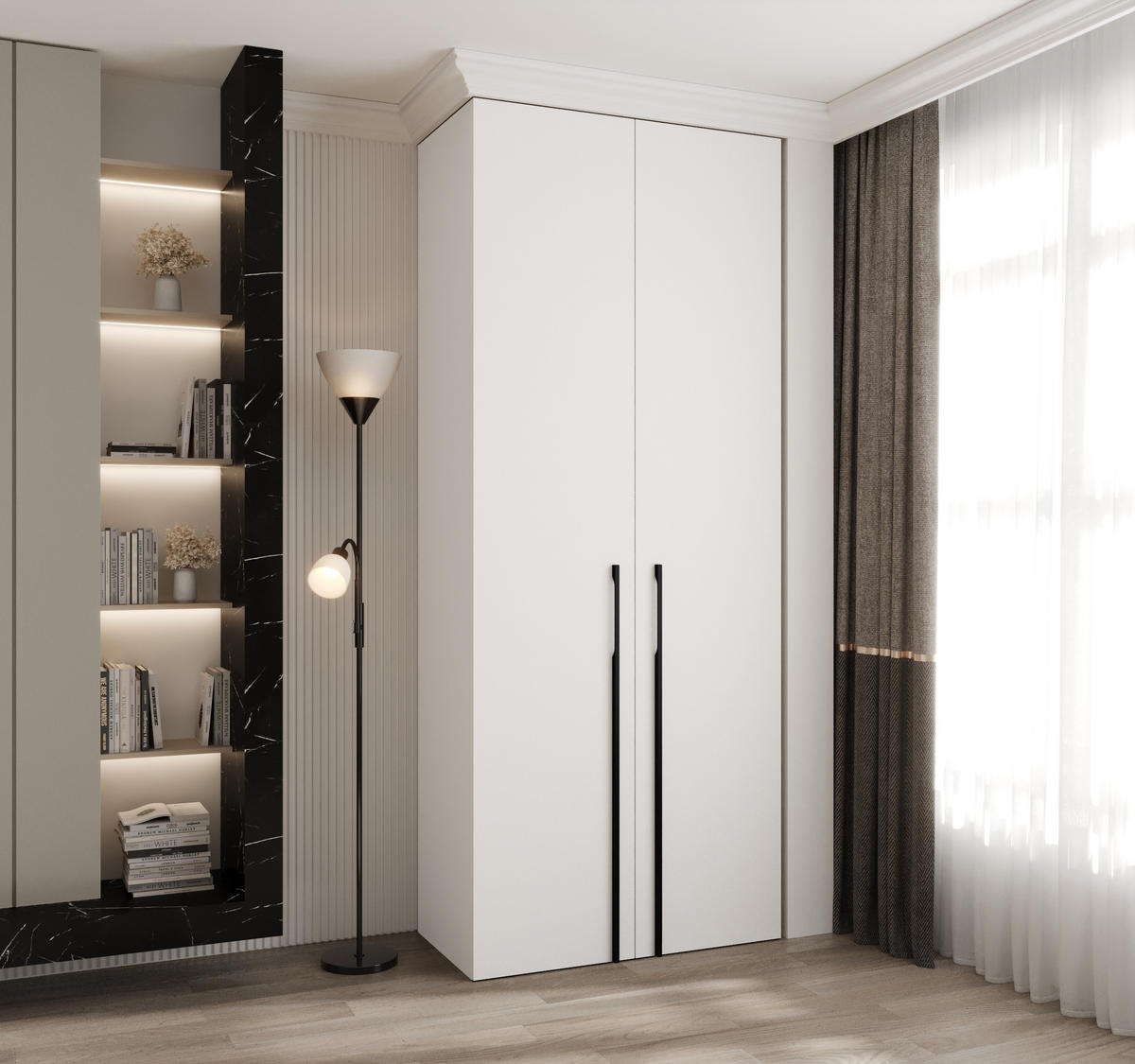 DREHTÜRENSCHRANK 245,5/100/50 2-türig - Schwarz/Weiß, Holz/Metall (100/245.5/50cm) - Abiks Möbel