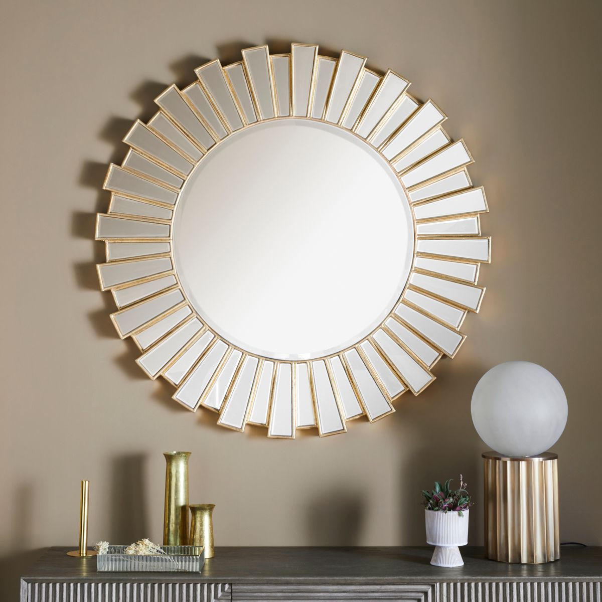 SONNENSPIEGEL goldfarben aus Glas Ø 130 cm - Goldfarben, Glas (7/130/130cm) - Signature
