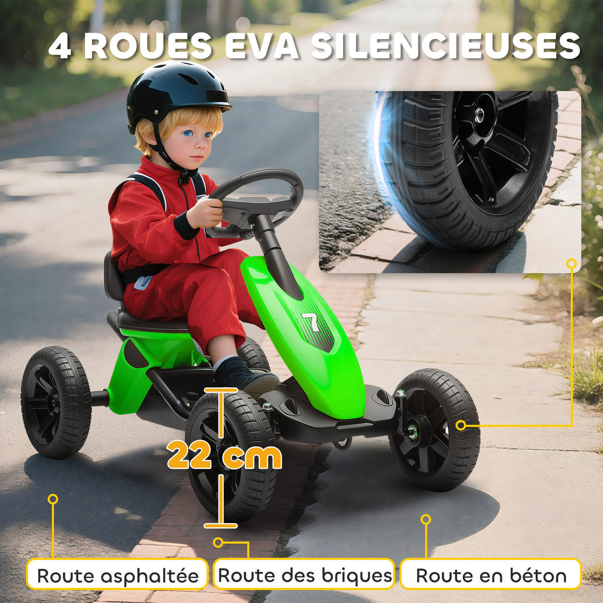 TRETKART DE-13060 leise EVA-Rollen Grün - Grün, Kunststoff (85.5/49/57cm) - ComfortXL