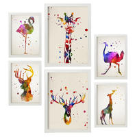 POSTER Set Mit 6 Von Aquarelltieren Sammlung A3 & A4 Weißer Rahmen - Weiß, Papier (29/3cm) - Nacnic