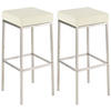 BARHOCKER 2er Set Lederlook creme - Edelstahlfarben/Creme, Textil/Metall (37/80/37cm) - CLP