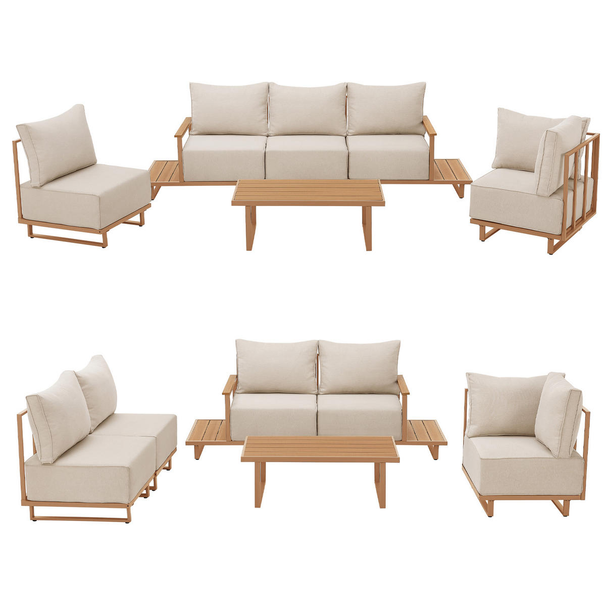 GARTENLOUNGE Malibu modular Beige - Beige, Metall - SVITA