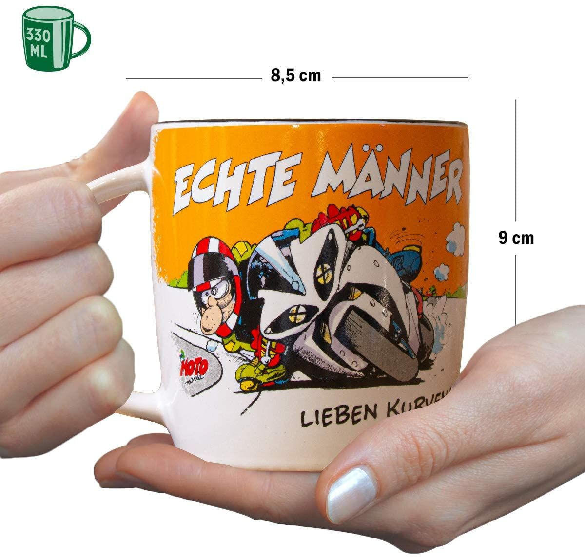KAFFEETASSE 330 ml MOTOmania Echte Männer lieben Kurven! - Multicolor, Keramik (0.33L) - Nostalgic-Art