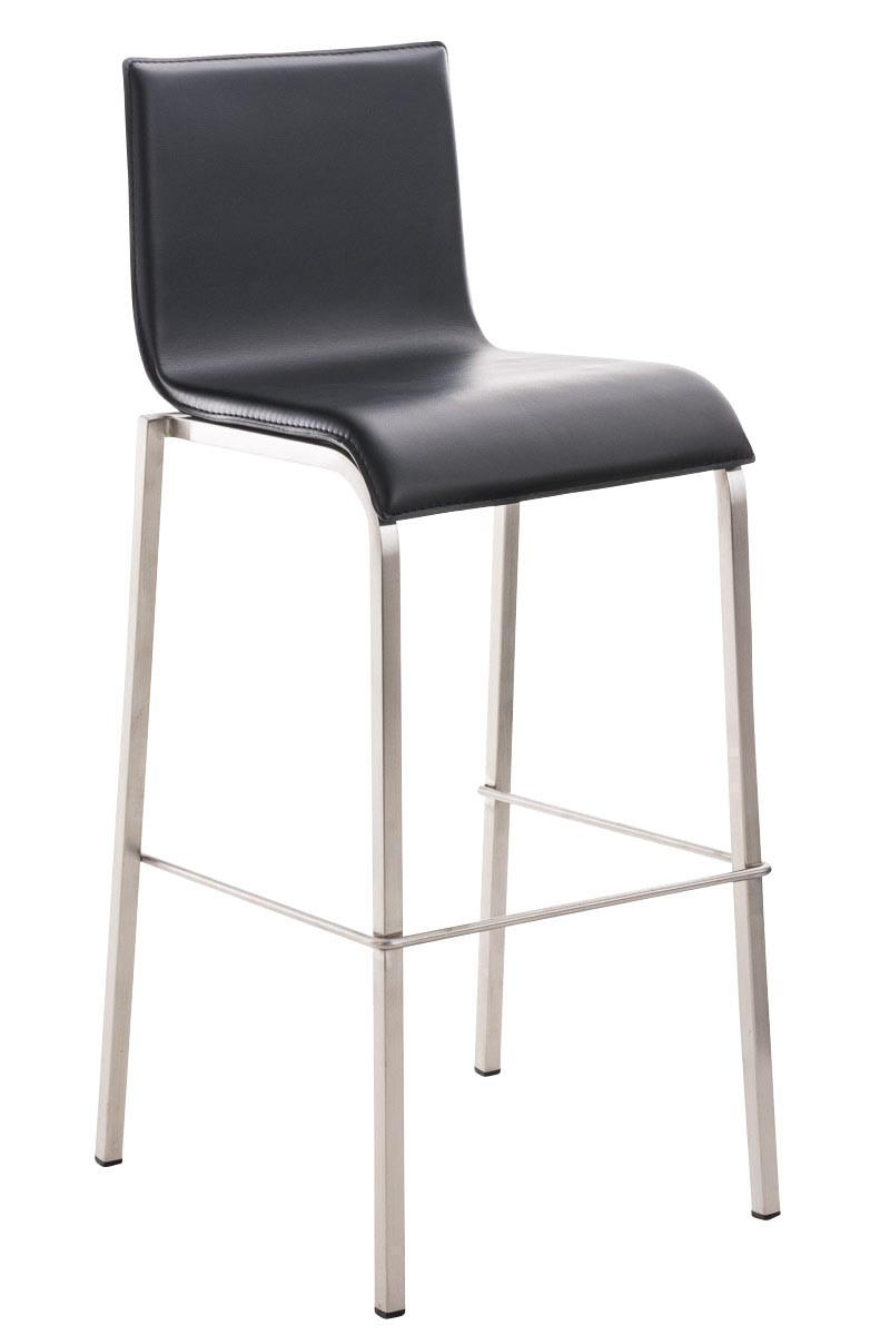 BARHOCKER Lederlook Schwarz - Edelstahlfarben/Schwarz, Textil/Metall (43/103/51cm) - CLP