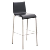 BARHOCKER Lederlook Schwarz - Edelstahlfarben/Schwarz, Textil/Metall (43/103/51cm) - CLP