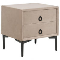 NACHTTISCH Samtstoff taupe 2 Schubladen Sezanne - Beige/Schwarz, Textil (44/45/38cm) - Beliani