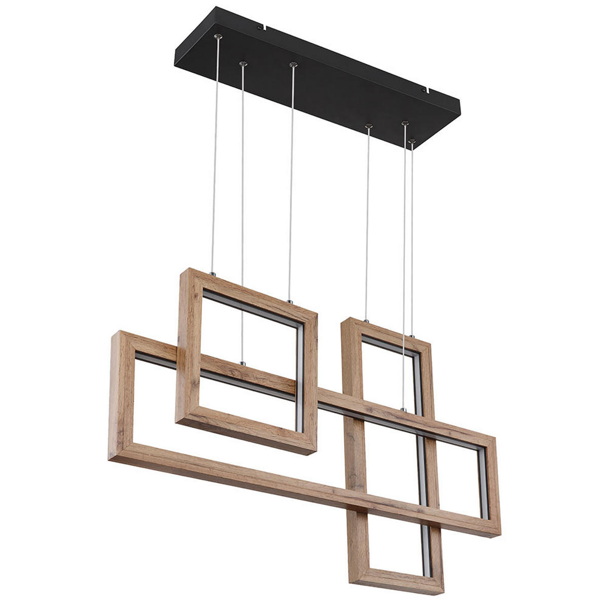 HÄNGELEUCHTE LED Metall, Braun Holzoptik, 80 cm - Braun, Metall (80/15/120cm) - Globo Lighting