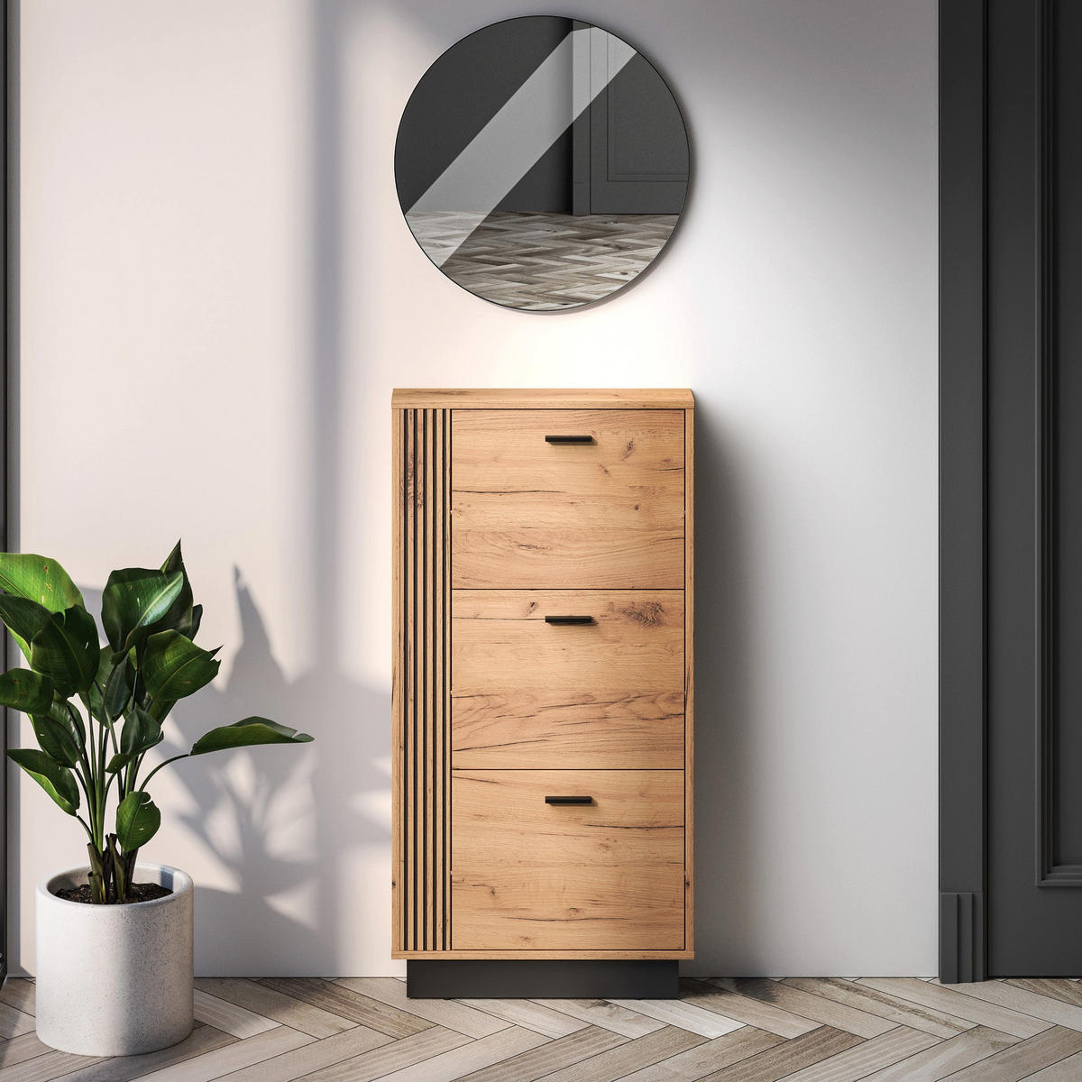 SCHUHSCHRANK Vasco Eiche 60 cm - Eichefarben, Holzwerkstoff (60/119.1/14.7cm) - Homebook