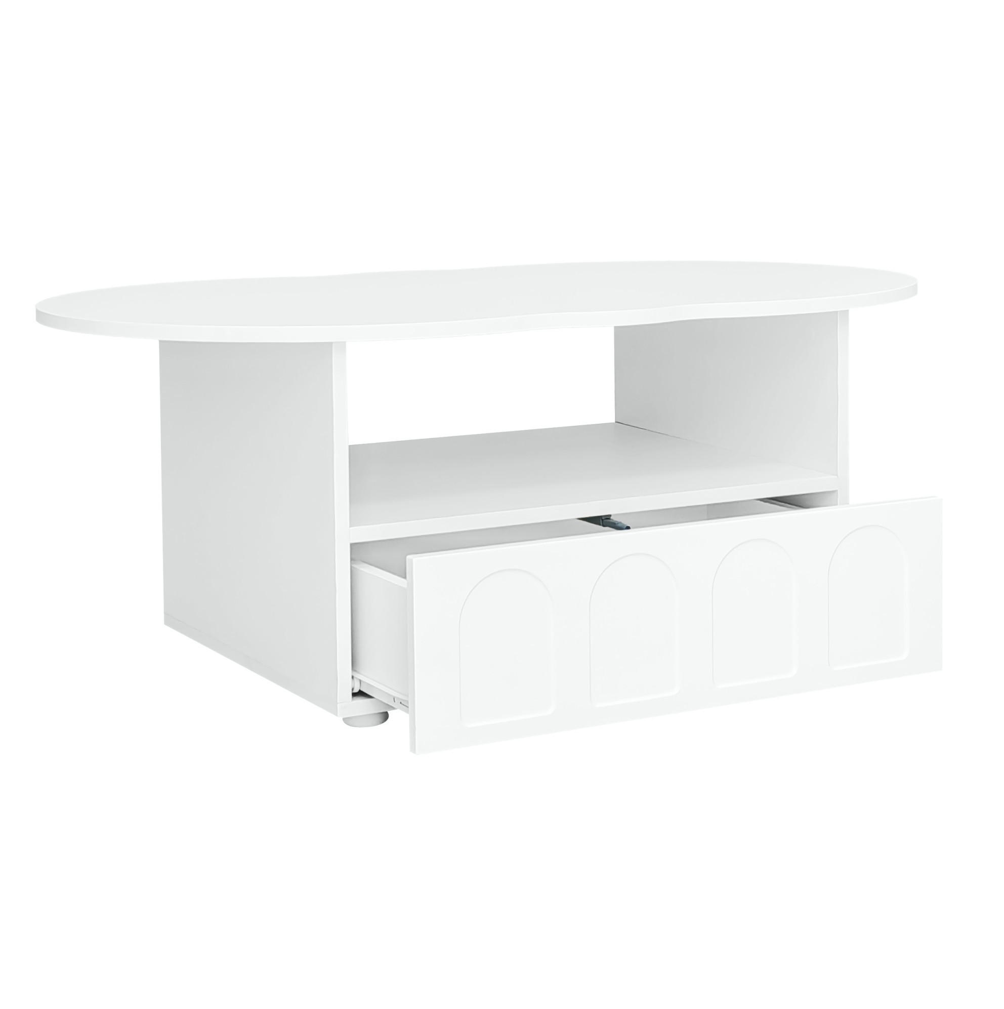 COUCHTISCH 100/60/40.5 cm weiß aus Spanplatte mit Schublade und Ablagefach - Weiß, Holzwerkstoff (100/60/40.5cm) - OKMYHOME