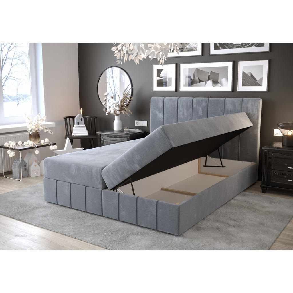 Thumbnail - Luxkor24 Boxbett, Hellblau, Textil, H2 + H3, Rechteckig, Schlafzimmer, Betten, Boxspringbetten
