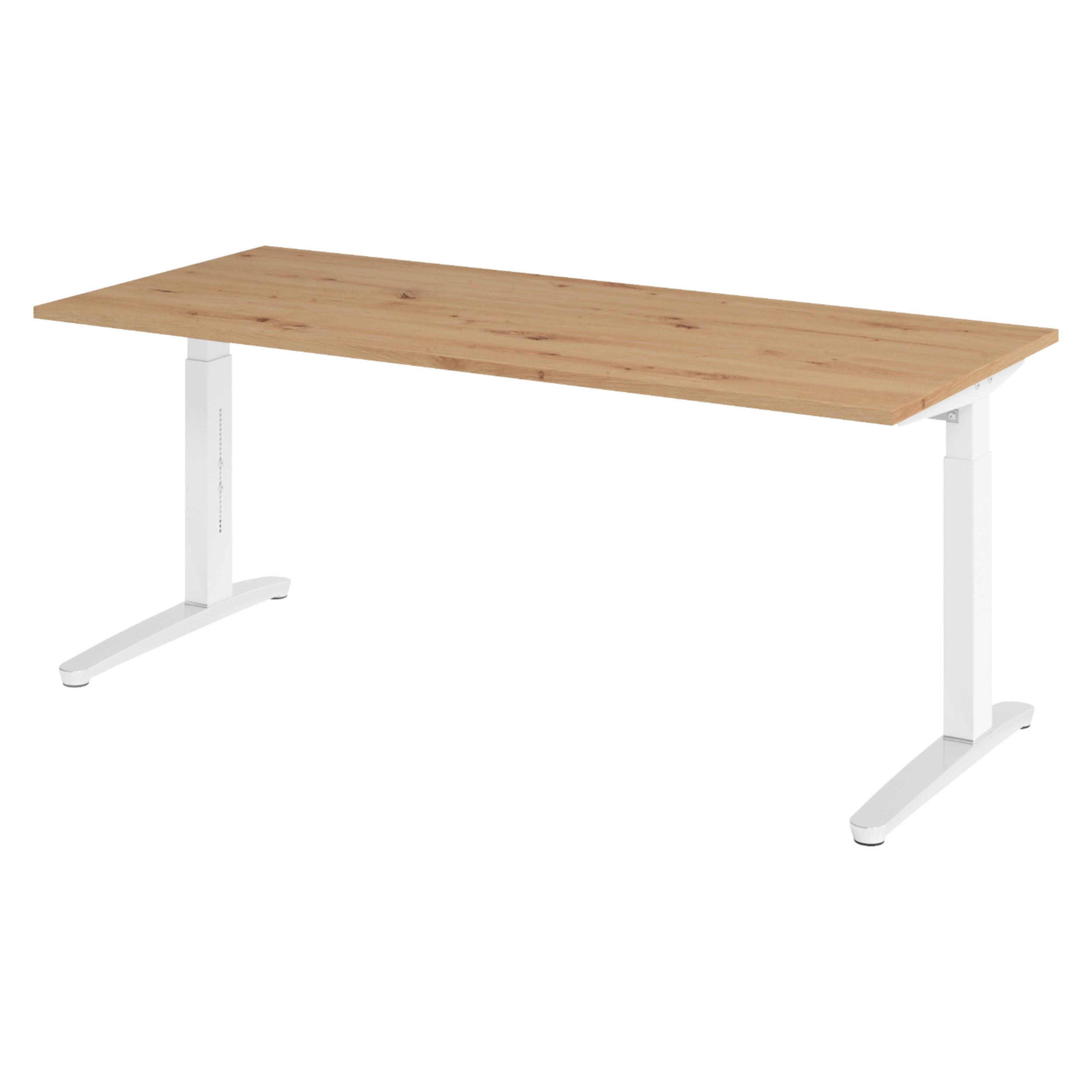 SCHREIBTISCH Serie-XB 80/180/74 cm in Wildeiche/Weiß/Alu poliert - Wildeiche/Weiß, Holzwerkstoff (80/180/74cm) - bümö