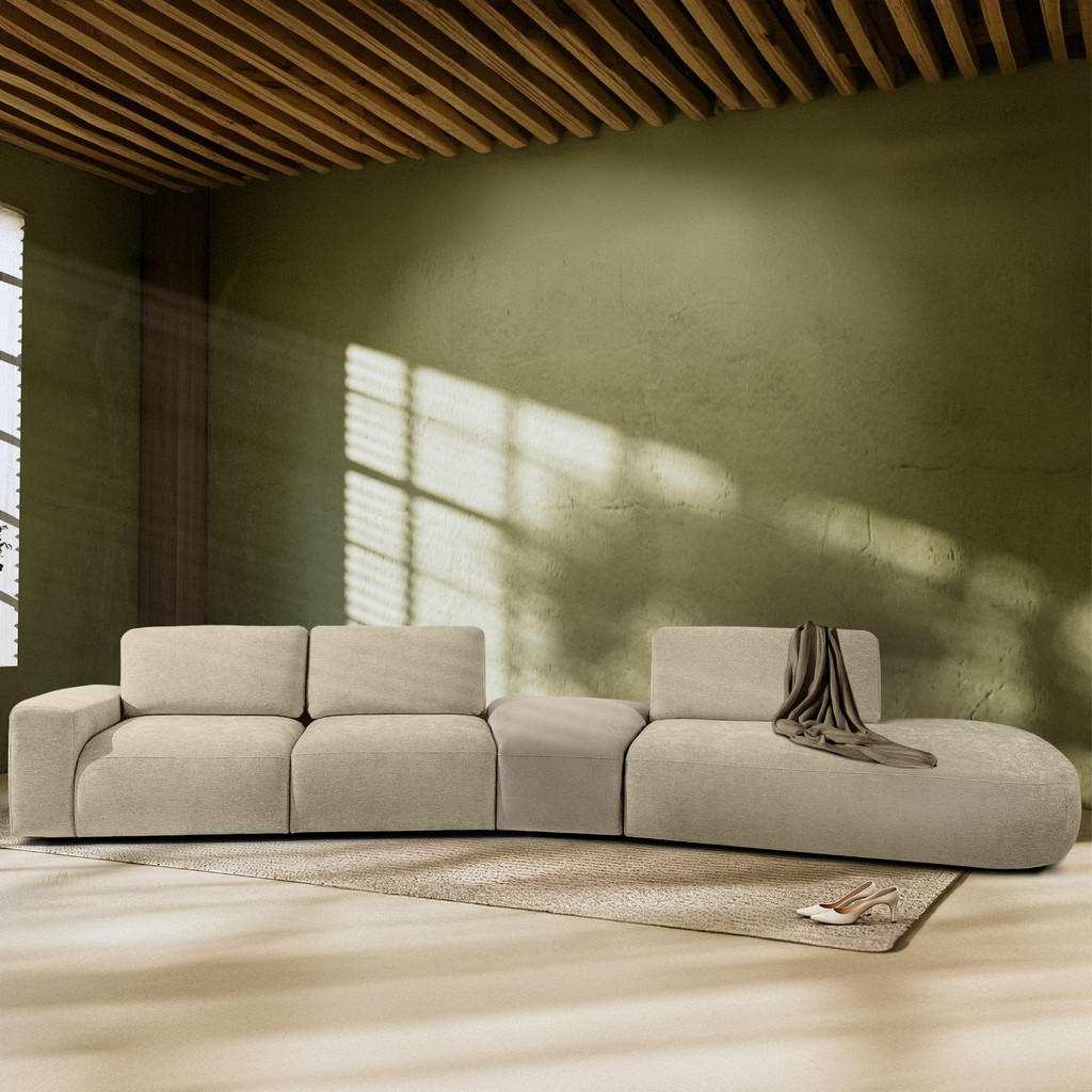 Thumbnail - Konsimo® 5-Sitzer, Creme, Textil, L-Form, 430x84x105 cm, Wohnzimmer, Sofas & Couches, Sofas, Bigsofas