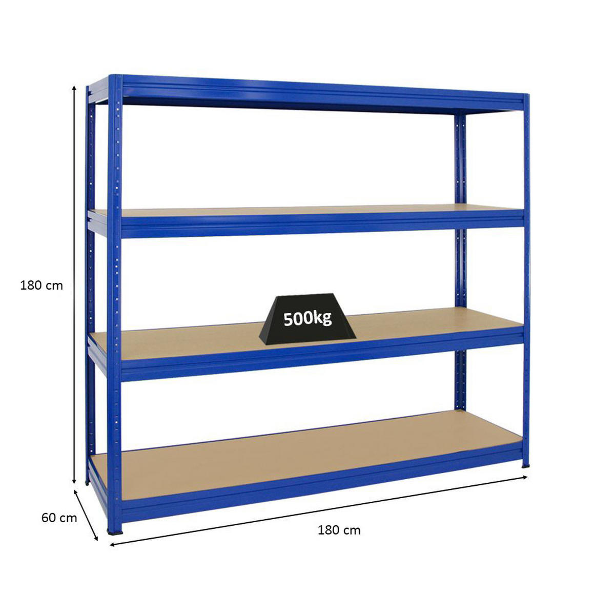 SCHWERLASTREGAL Dino 180x180x60 cm Fachlast 500 kg Blau - Blau, Metall (180/180/60cm) - PROREGAL