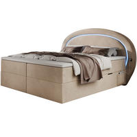 BOXBETT Orion 2 beige 200/200 cm mit LED H3 - Beige, Textil (200/200cm) - wonello