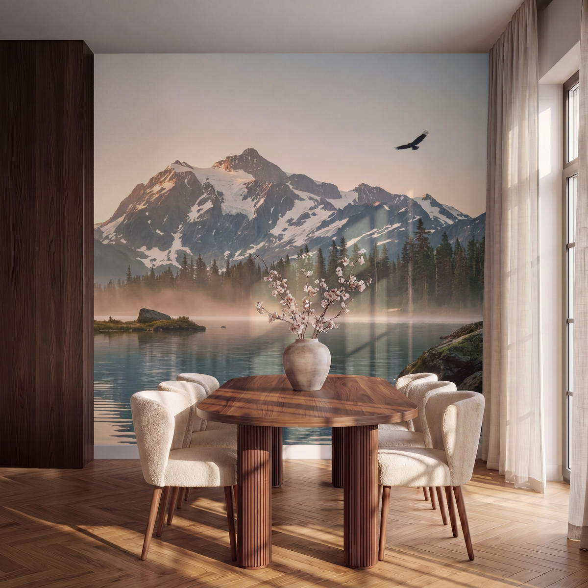 TAPETE - Berge - Wasser - Bäume - 260x280 cm - Multicolor, Papier (260/280cm) - OnlyWow