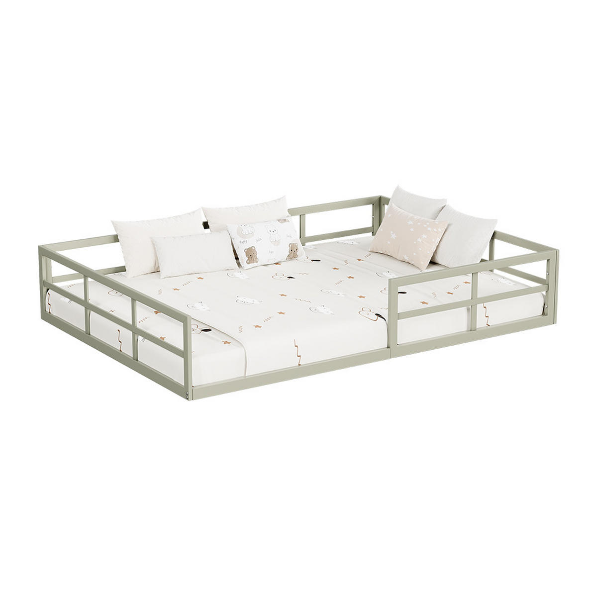 BODENBETT AUS METALL Minno Greige 140x200 mit Matratze - Greige, Metall - VitaliSpa