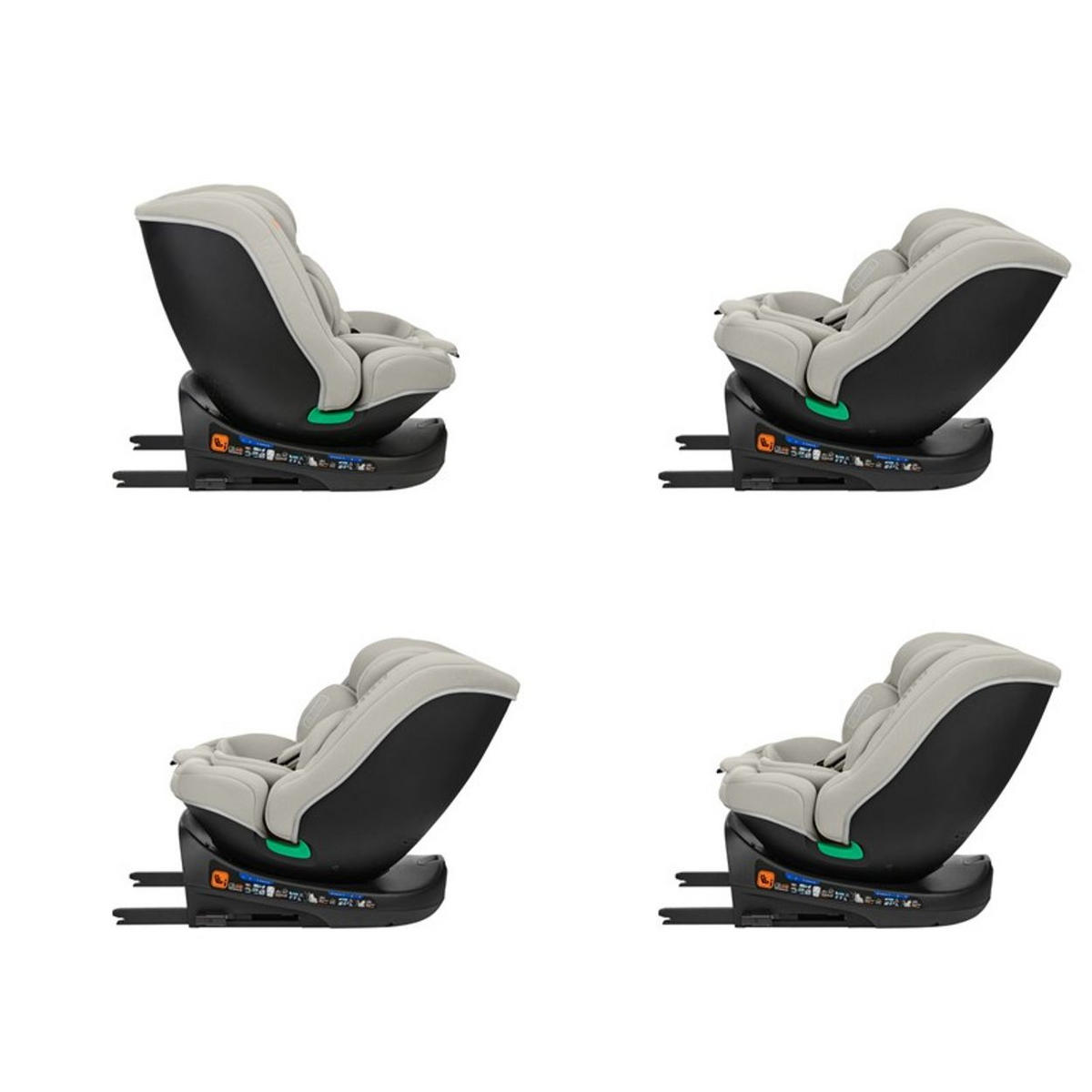 KINDERSITZ i-Round i-Size hellgrau (40-150cm) Isofix, 360-Grad-Drehung, Gurt - Hellgrau, Textil (45/60/51cm) - Kikka boo