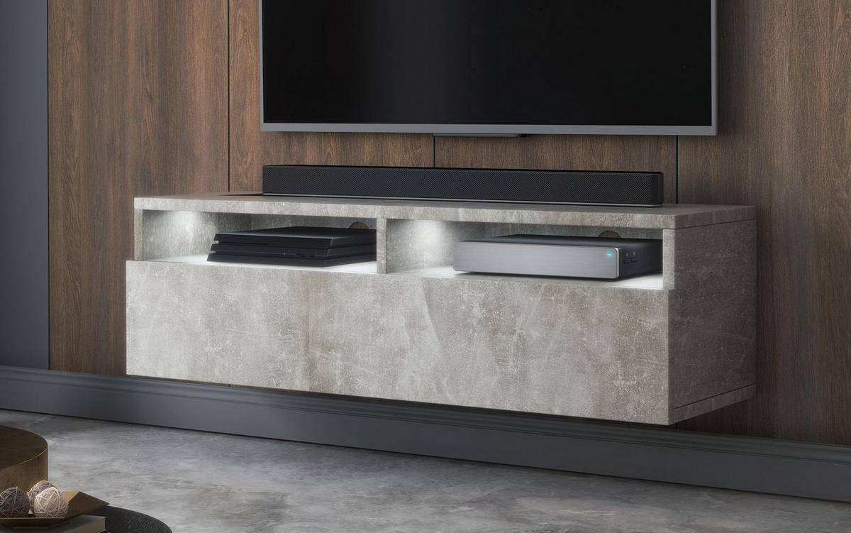 TV-LOWBOARD Rednaw Beton-Optik, 100 cm - Grau, Holzwerkstoff (100/30/31cm) - Selsey