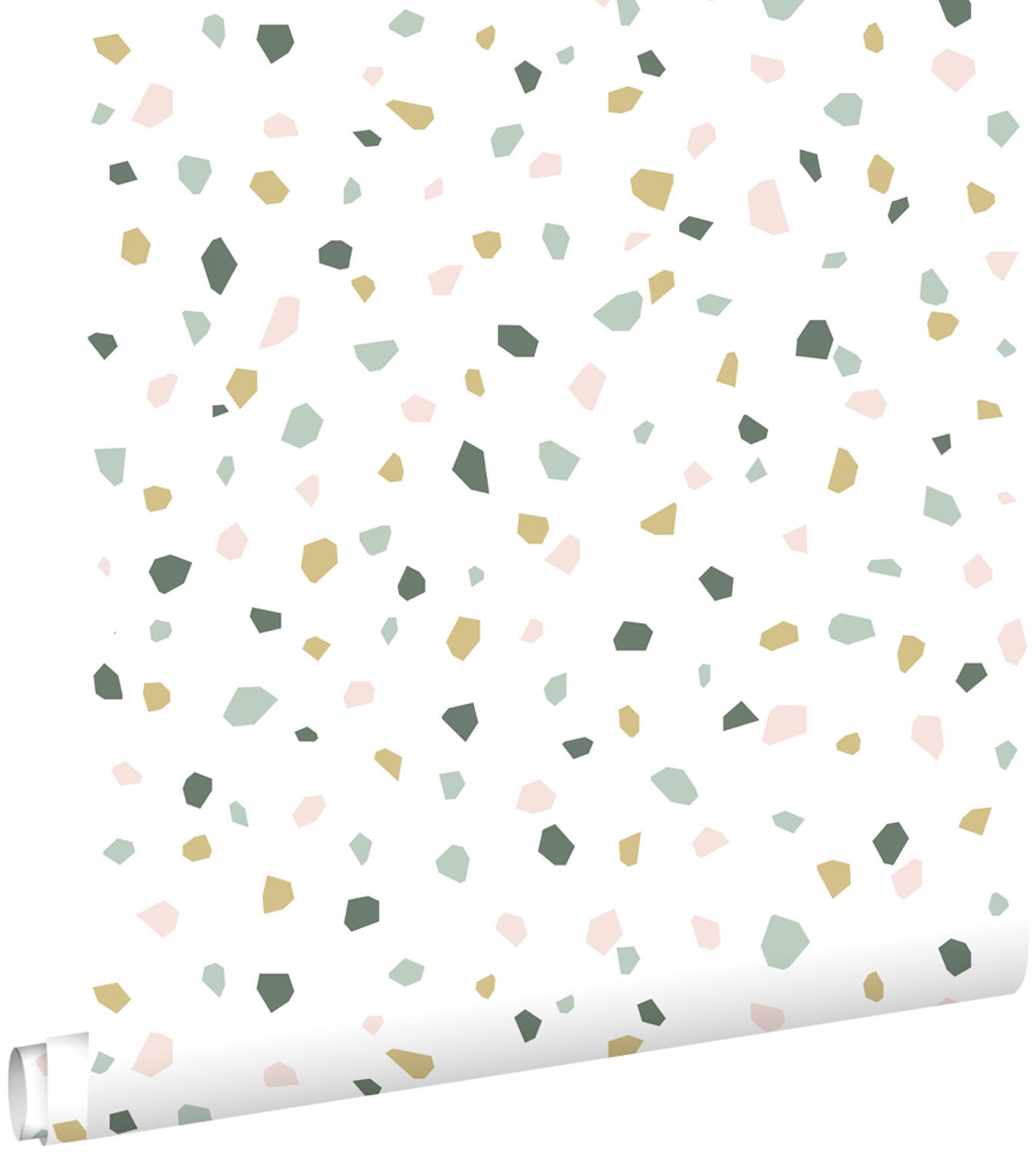 TAPETE Terrazzo-Motiv 53 cm x 10.05 m - Weiß, Papier (53/0.1cm) - ESTAhome