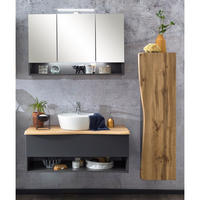 BADMÖBEL-SET 3-TLG. Kahla-03 - Anthrazit/Braun, Holzwerkstoff (159/200/52cm) - Lomado