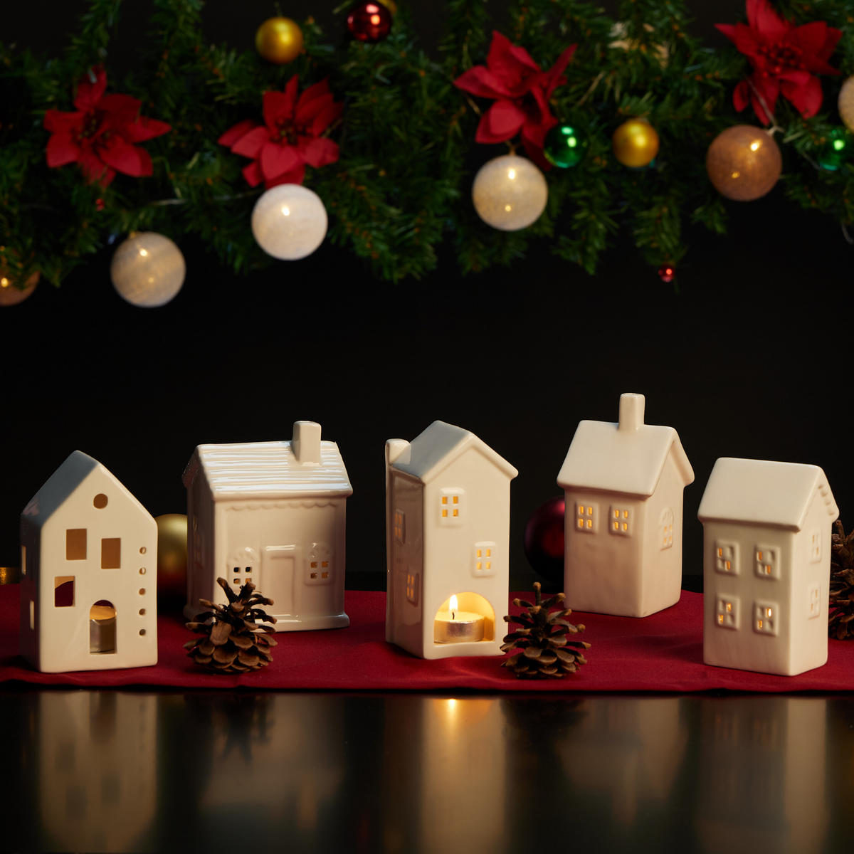 TEELICHTHAUS - Weiß, Keramik (12cm) - Relaxdays