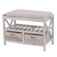 SCHUHREGAL SITZBANK Weiß, Cremeweiß - Weiß, Holz (65/45/34cm) - MCW