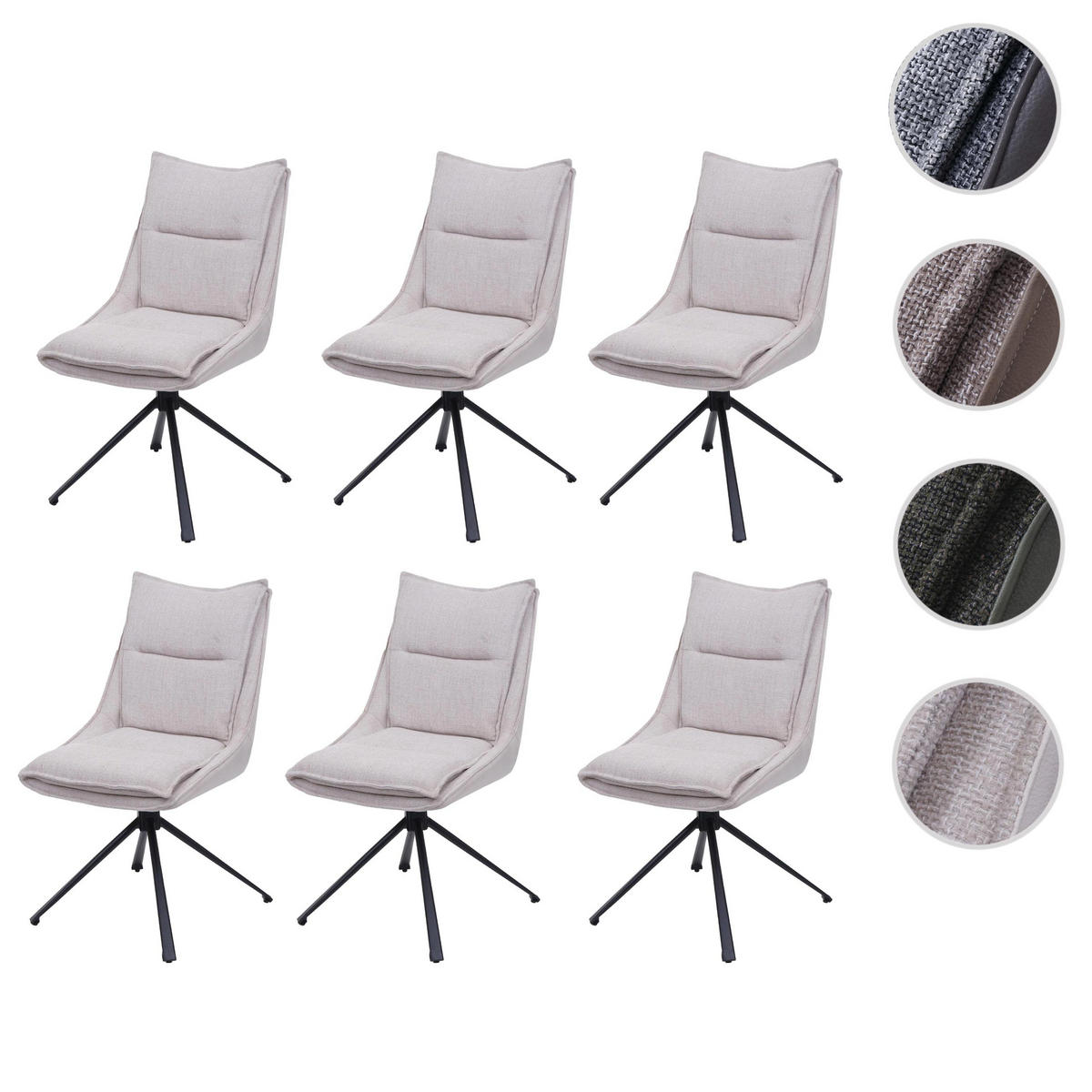 ESSZIMMERSTUHL Cremeweiß 6er-Set - Weiß, Textil (52/92/52cm) - MCW