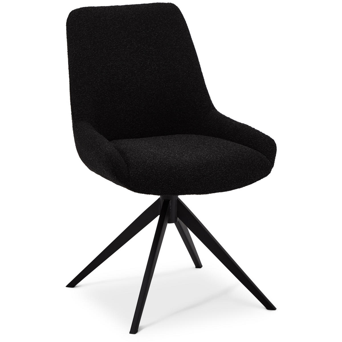 STUHL-SET 2 Stück in Teddystoff - Schwarz, Textil/Metall (52/61cm) - Furnhouse