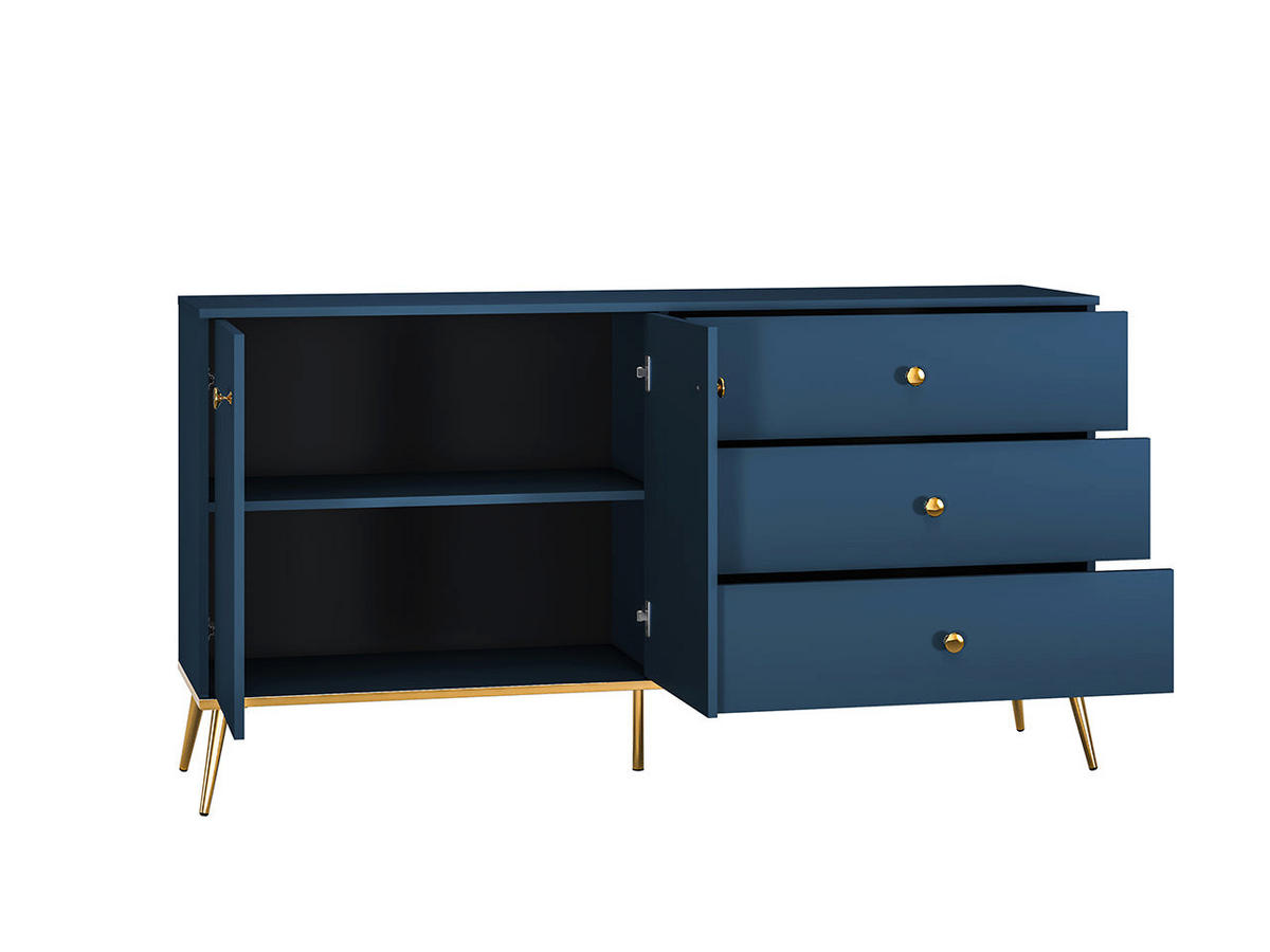KOMMODE – 160 cm – Marine – Blau - Blau, Holzwerkstoff (160/85/40cm) - hi-markt
