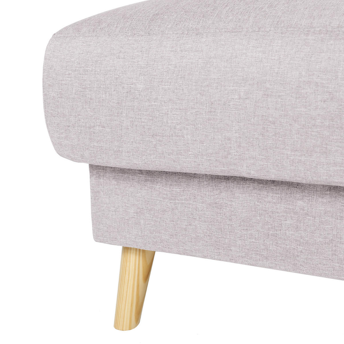 POLSTERHOCKER - Webstoff - Hellbraun/Hellrosa, Holz/Textil (77/46/62cm) - home24