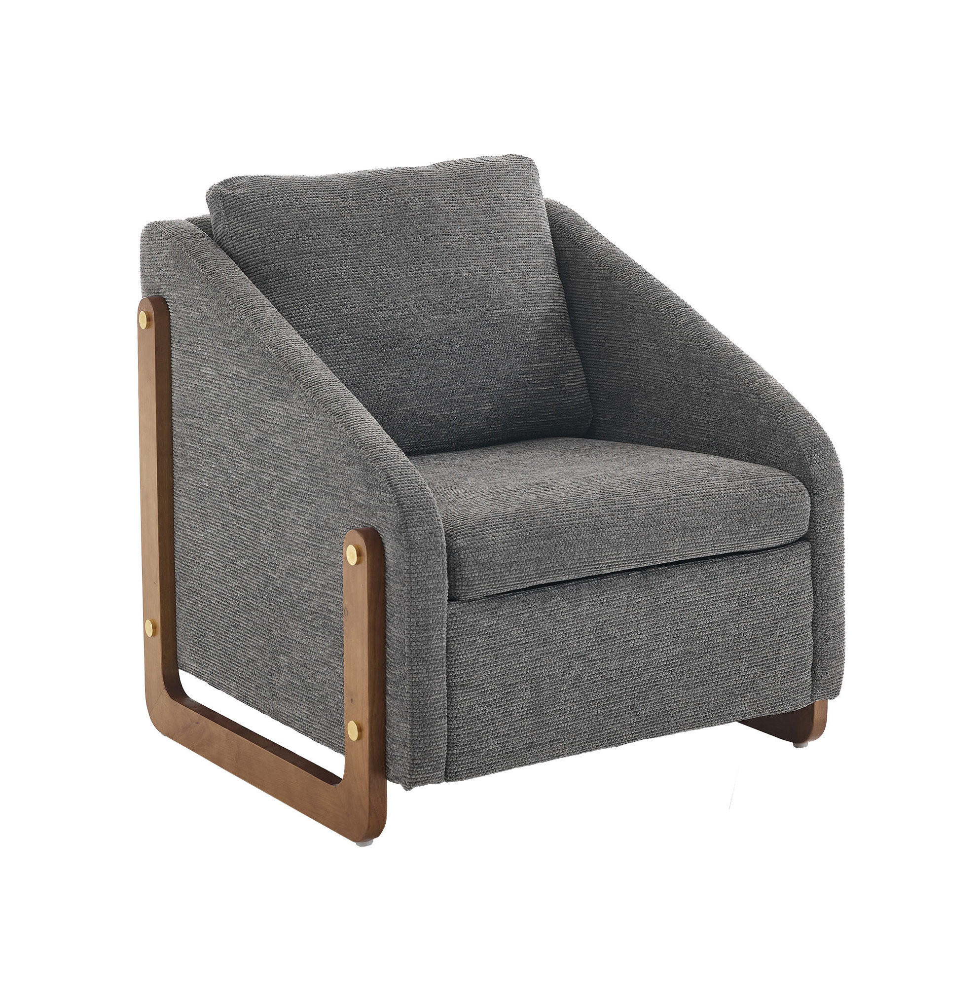 SESSEL 73,5/73,5/73,5 cm aus Chenille mit Holzarmlehnen in Grau - Grau, Textil (73.5/73.5/73.5cm) - BEAOK