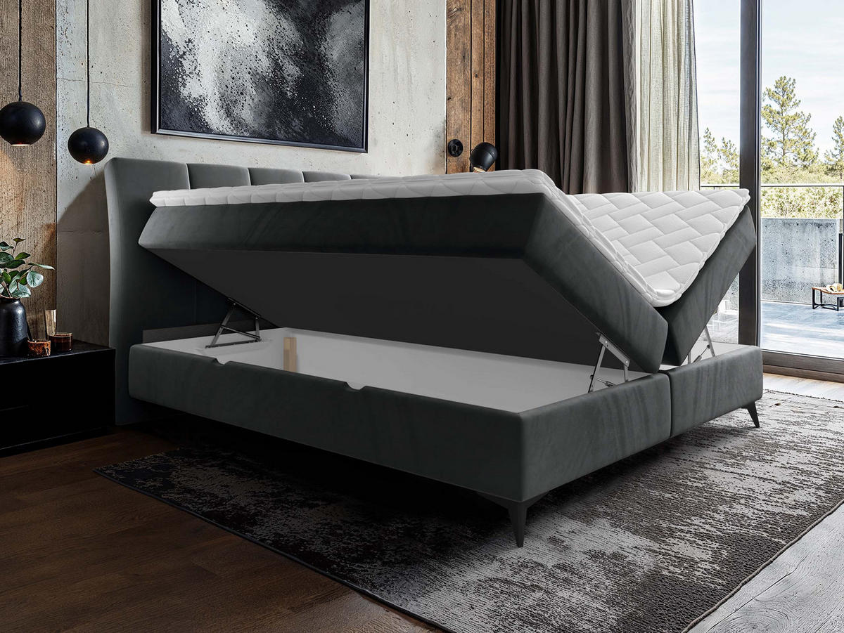 BOXBETT Forever - Schwarz/Grau, Holz/Textil (140/200cm) - MIRJAN24