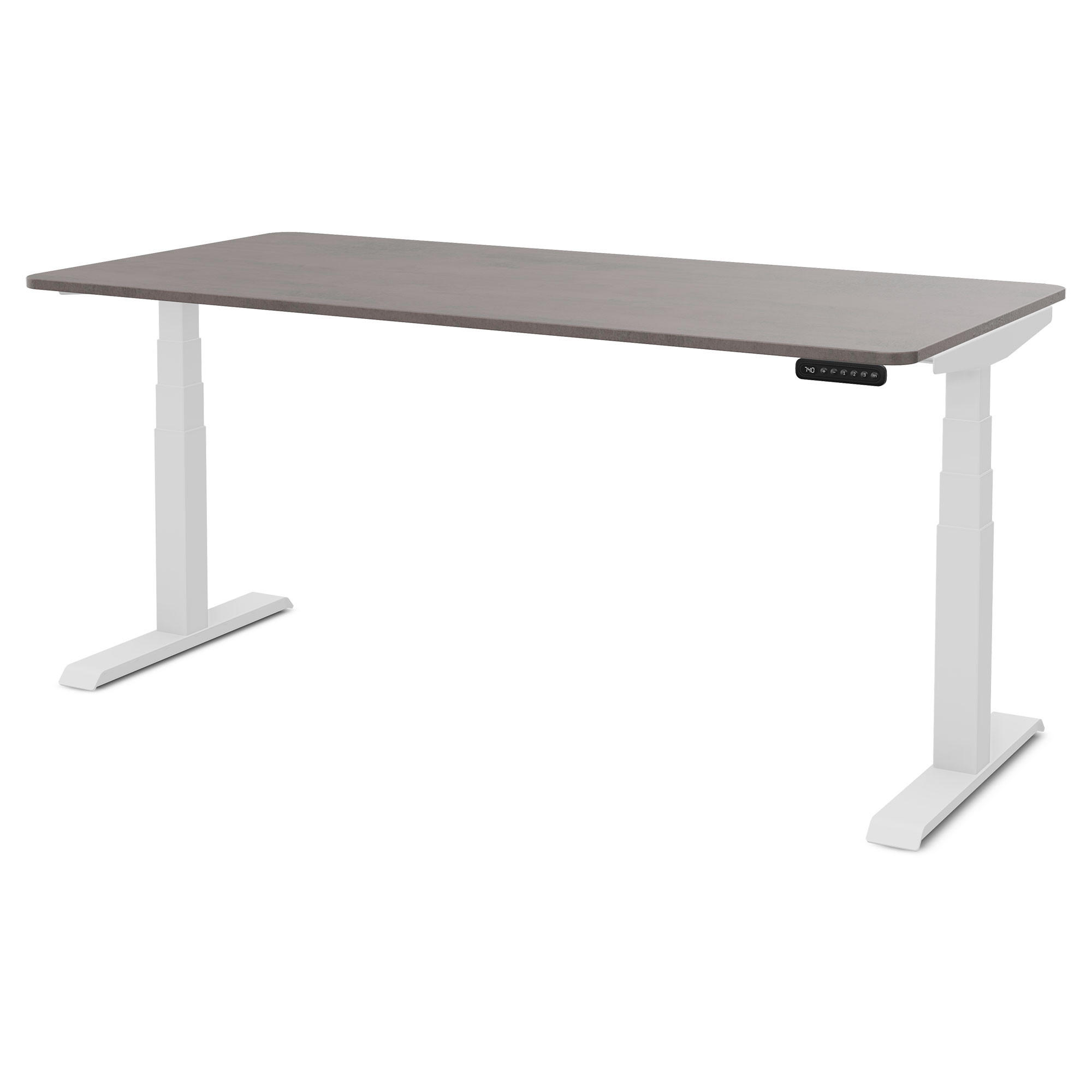SCHREIBTISCH Elektrisch Höhenverstellbarer Familien Schreibtisch Pitino Sichtbeton Anthrazit Signalweiß 160/80/52.5-121cm - Schieferfarben/Weiß, Holzwerkstoff/Metall (80/160/121cm) - ASSMANN